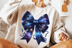 Royal Blue Bow PNG, Coquette Bow PNG, Glitter Ribbon PNG Product Image 2