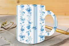 Blue Coquette Bow French Toile Floral Digital Paper Product Image 5
