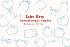 Retro Wavy Bows Outline Frame Whimsical Squiggle Blue Color Product Image 1