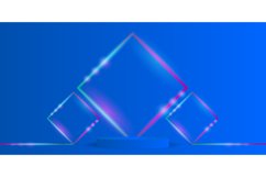 blue cylinder podium stage with neon light design background Product Image 1