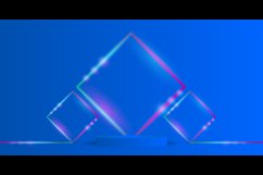 blue cylinder podium stage with neon light design background Product Image 2