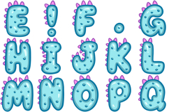 Blue Dino Dinosaur Alphabet Lettering Font Monster Cartoon Product Image 3