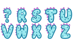 Blue Dino Dinosaur Alphabet Lettering Font Monster Cartoon Product Image 4