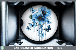 GorgeousBlue Drips Car Coaster design.