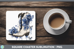 GorgeousBlue Drips Square Coaster design.