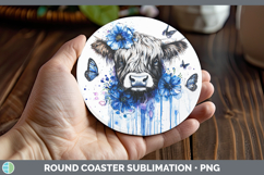 GorgeousBlue Drips Round Coaster design.