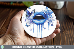 GorgeousBlue Drips Round Coaster design.