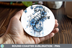 GorgeousBlue Drips Round Coaster design.