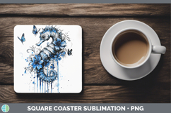 GorgeousBlue Drips Square Coaster design.