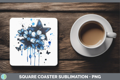 GorgeousBlue Drips Square Coaster design.