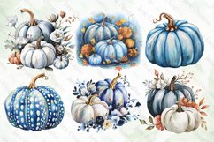 Watercolor Blue Fall Sublimation Clipart Product Image 4