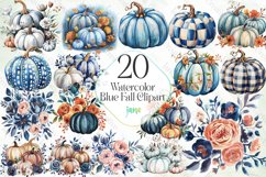 Watercolor Blue Fall Sublimation Clipart Product Image 1