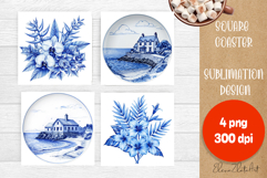 Blue sublimation square coaster Sublimation Product Image 1