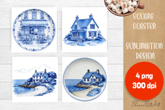 Blue sublimation square coaster Sublimation Product Image 1