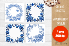 Blue sublimation square coaster Sublimation Product Image 1