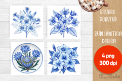 Blue sublimation square coaster Sublimation Product Image 1