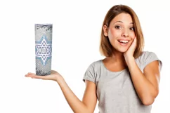 Hanukkah 20oz Tumbler Design, Star of David, Silver Bling Product Image 3