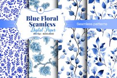 Blue Floral Digital Paper - 04 Seamless Patterns Product Image 1