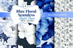 Blue Floral Digital Paper - 04 Seamless Patterns Product Image 1