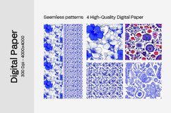 Blue Floral Digital Paper - 04 Seamless Patterns Product Image 2