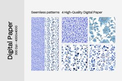 Blue Floral Digital Paper - 04 Seamless Patterns Product Image 2