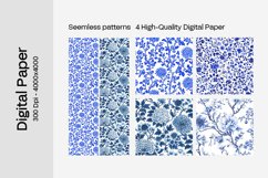 Blue Floral Digital Paper - 04 Seamless Patterns Product Image 2