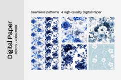 Blue Floral Digital Paper - 04 Seamless Patterns Product Image 2