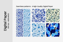 Blue Floral Digital Paper - 04 Seamless Patterns Product Image 2