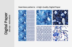 Blue Floral Digital Paper - 04 Seamless Patterns Product Image 2