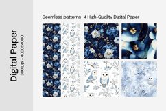 Blue Floral Digital Paper - 04 Seamless Patterns Product Image 2