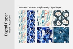 Blue Floral Digital Paper - 04 Seamless Patterns Product Image 2