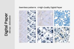 Blue Floral Digital Paper - 04 Seamless Patterns Product Image 2