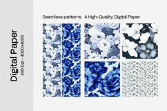 Blue Floral Digital Paper - 04 Seamless Patterns Product Image 2