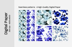 Blue Floral Digital Paper - 04 Seamless Patterns Product Image 2