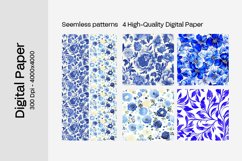 Blue Floral Digital Paper - 04 Seamless Patterns Product Image 2