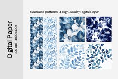Blue Floral Digital Paper - 04 Seamless Patterns Product Image 2