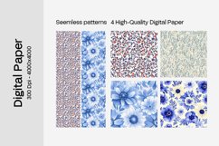 Blue Floral Digital Paper - 04 Seamless Patterns Product Image 2