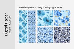 Blue Floral Digital Paper - 04 Seamless Patterns Product Image 2