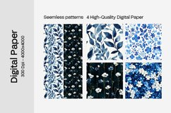 Blue Floral Digital Paper - 04 Seamless Patterns Product Image 2