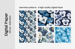 Blue Floral Digital Paper - 04 Seamless Patterns Product Image 2