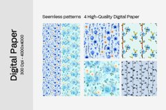 Blue Floral Digital Paper - 04 Seamless Patterns Product Image 2