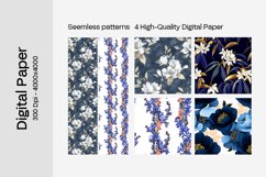 Blue Floral Digital Paper - 04 Seamless Patterns Product Image 2