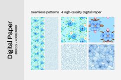 Blue Floral Digital Paper - 04 Seamless Patterns Product Image 2