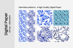 Blue Floral Digital Paper - 04 Seamless Patterns Product Image 2