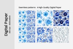 Blue Floral Digital Paper - 04 Seamless Patterns Product Image 2
