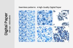 Blue Floral Digital Paper - 04 Seamless Patterns Product Image 2