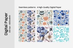 Blue Floral Digital Paper - 04 Seamless Patterns Product Image 2