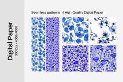 Blue Floral Digital Paper - 04 Seamless Patterns Product Image 2