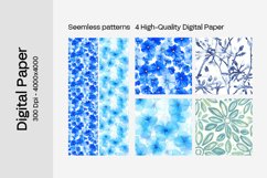 Blue Floral Digital Paper - 04 Seamless Patterns Product Image 2