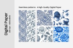 Blue Floral Digital Paper - 04 Seamless Patterns Product Image 2